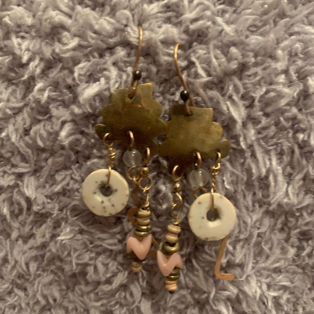 vintage 90s Mirror image earrings- Hypoallergenic - Picture 4 of 4